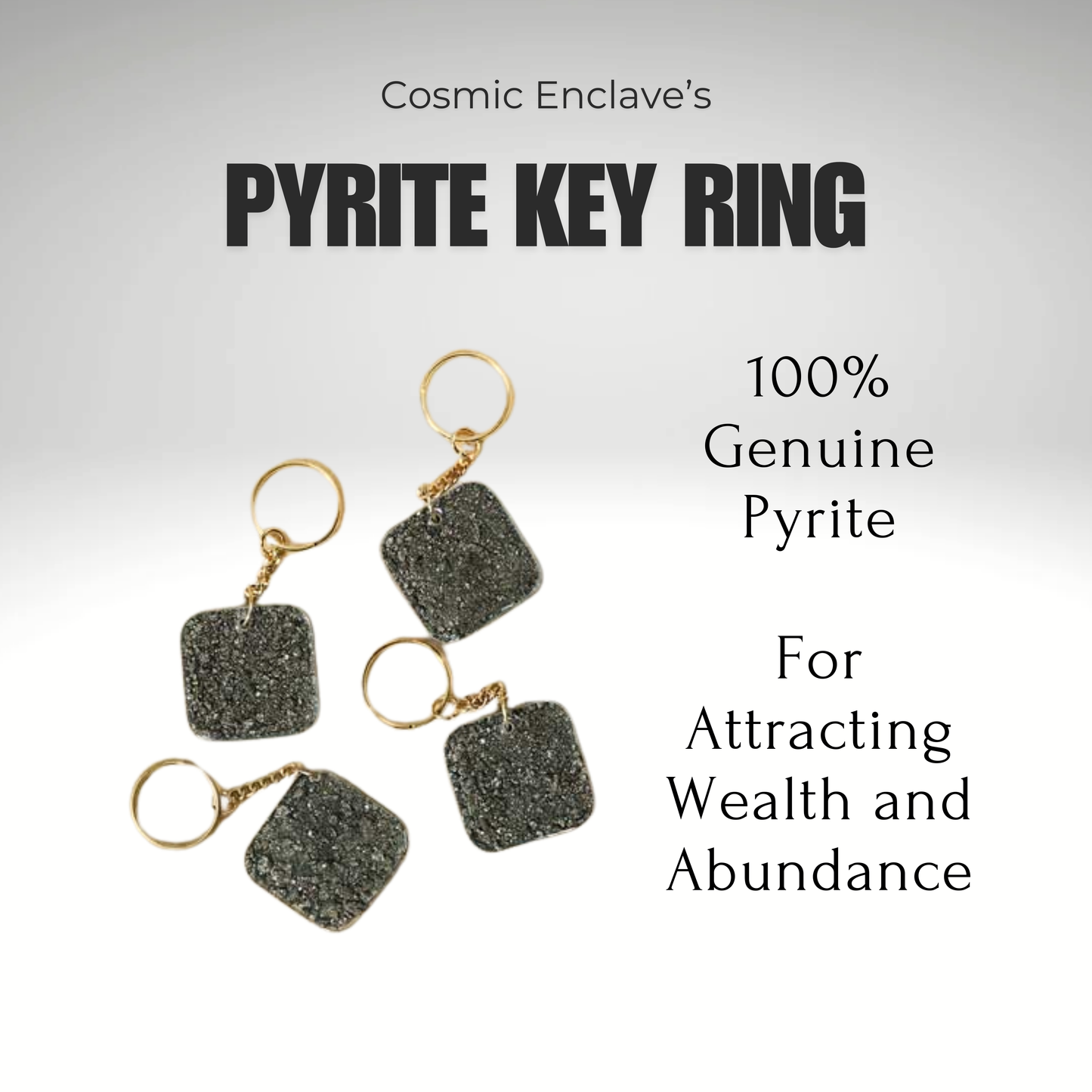 Money Magnet Pyrite Keyring (Square)