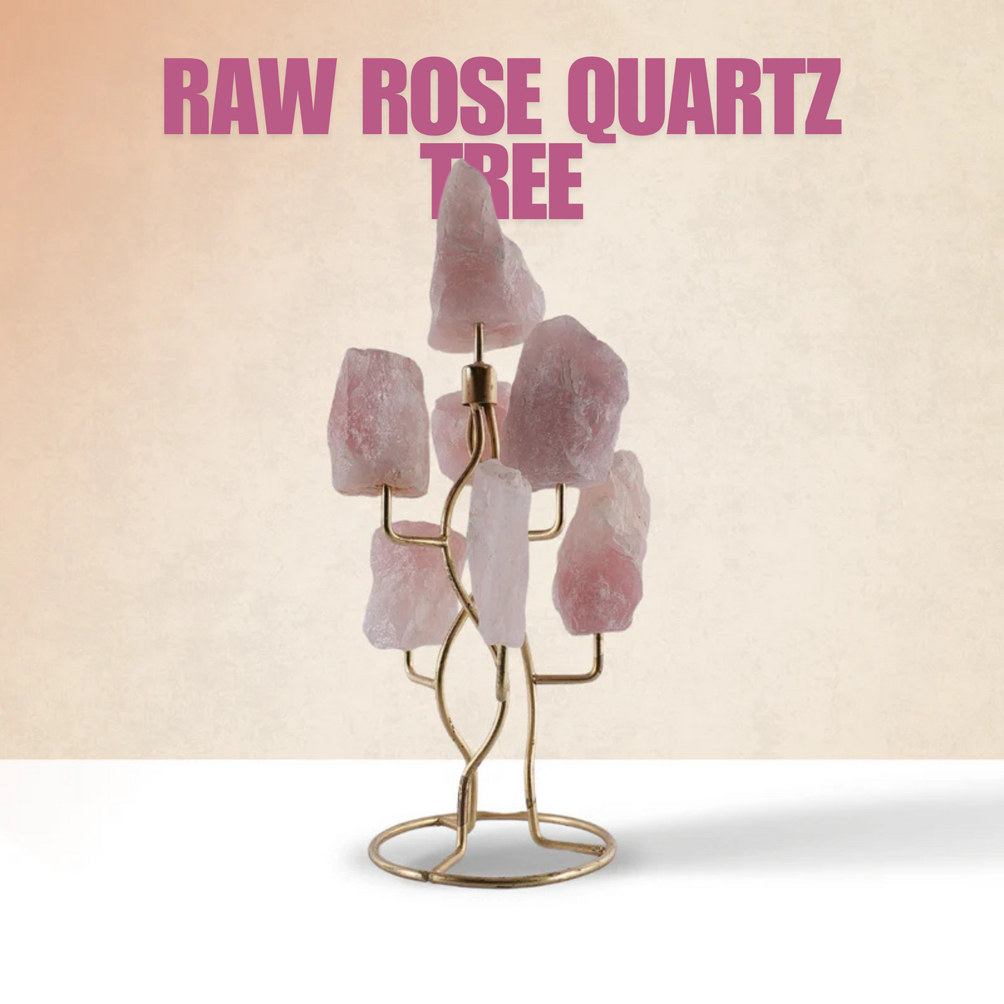 Rose Quartz Raw Stone Tree with Stand