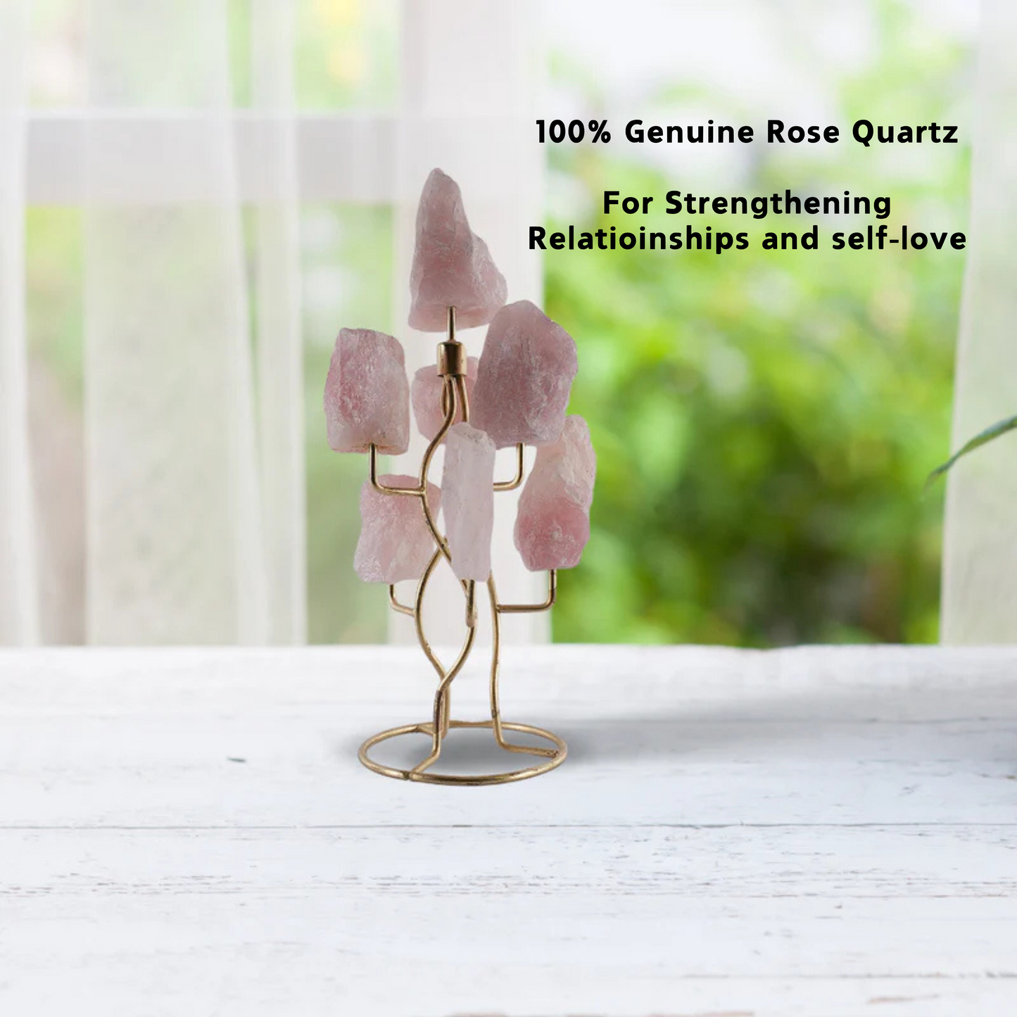 Rose Quartz Raw Stone Tree with Stand