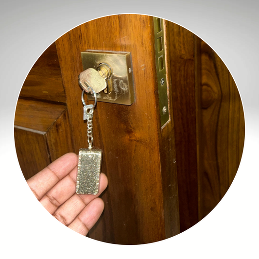 Money Magnet Pyrite Keyring (Rectangle)