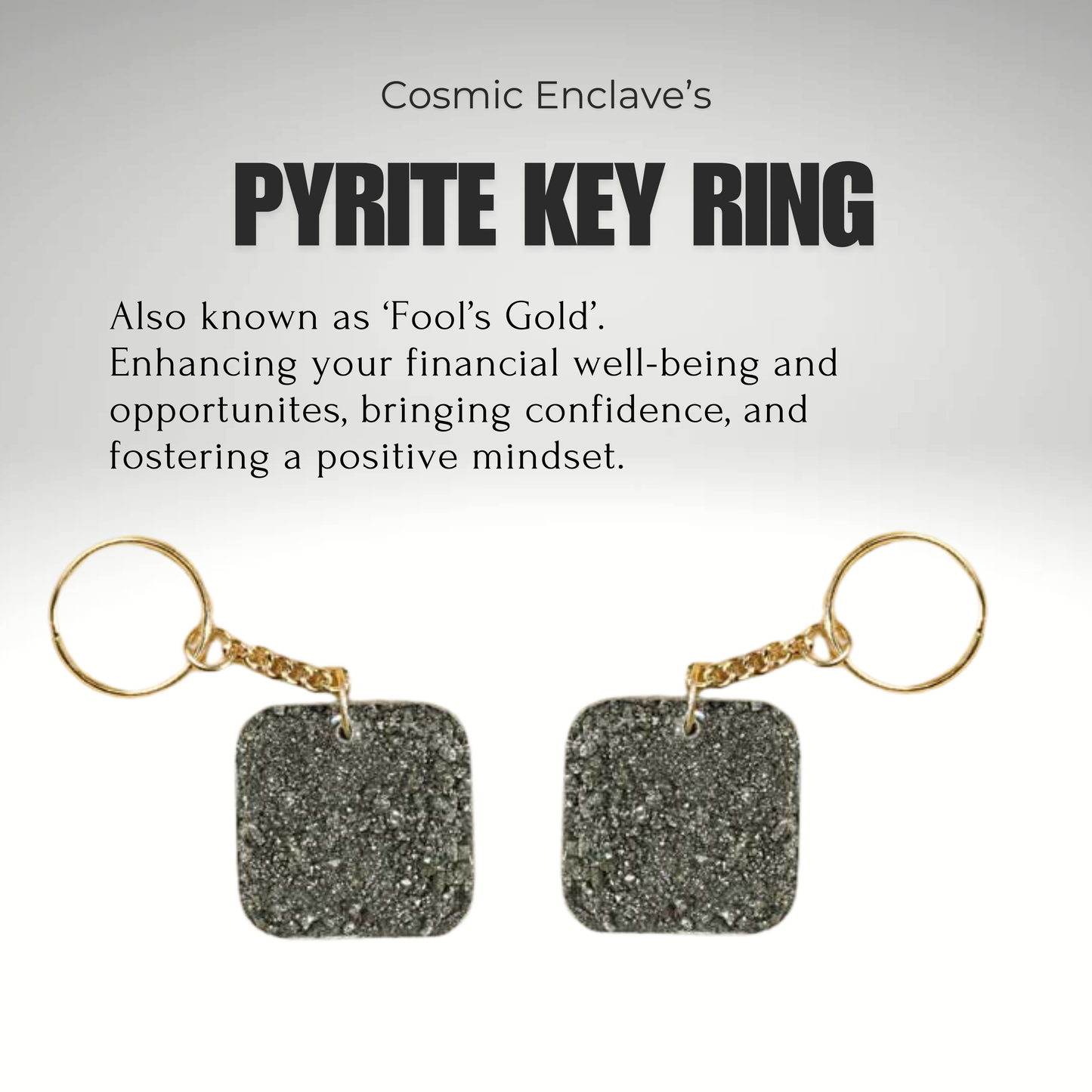 Money Magnet Pyrite Keyring (Square)